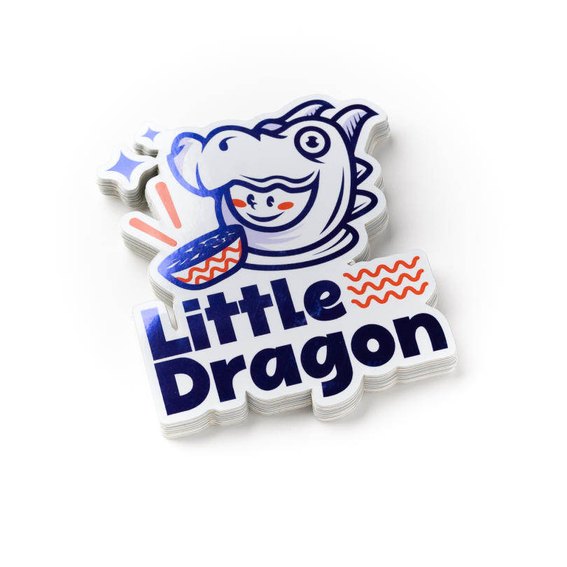Holographic Logo sticker for Little Dragon showing partial effects.